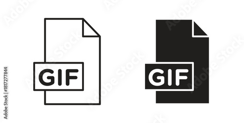 Gif icon glyph and line set thin line symbol concept.