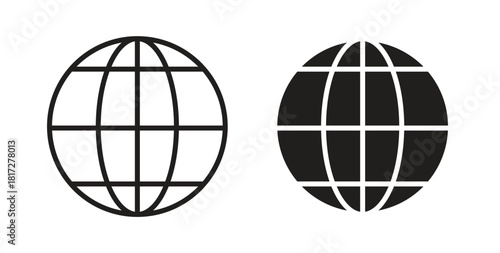 Globe icon glyph and line set thin line symbol concept.