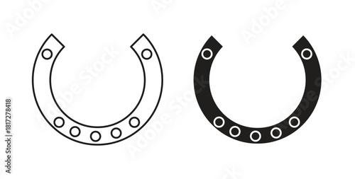 Horseshoe icon glyph and line set thin line symbol concept.