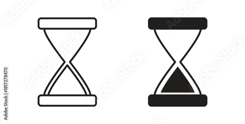 Hourglass end icon glyph and line set thin line symbol concept.