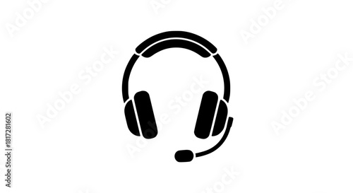 Print headset black white icon