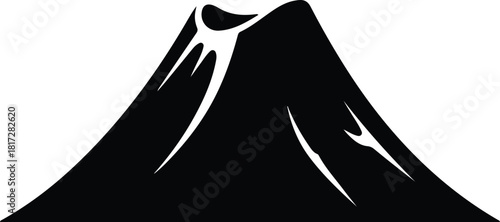 Illustration Mount Fuji mountain with snow summit peak silhouette vector