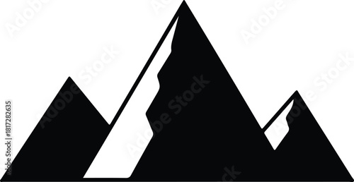 Illustration mountain peaks simple outdoor adventure black silhouette vector