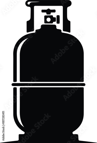Illustration Portable gas cylinder for camping black silhouette vector