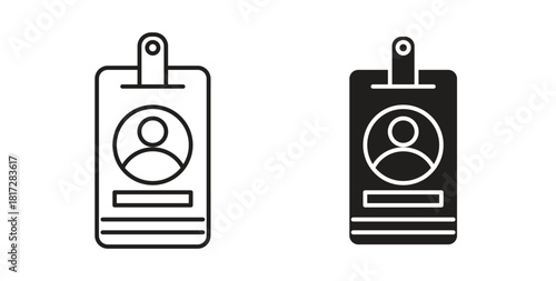 ID badge icon with line and silhouette versions.