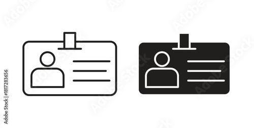 ID badge icon with line and silhouette versions.