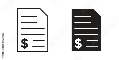 Invoice icon with line and silhouette versions.