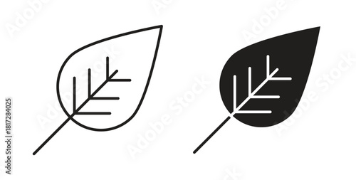 Leaf icon with line and silhouette versions.