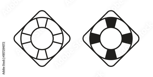 Life buoy icon with line and silhouette versions.