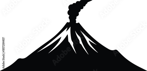 Illustration Volcano with smoke coming out silhouette vector