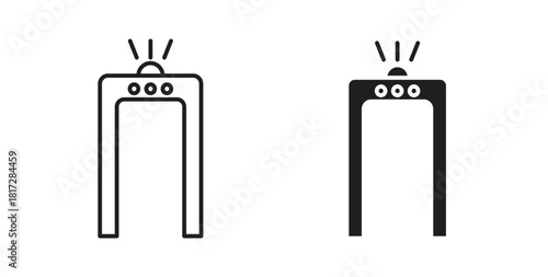 Metal detector icon with line and silhouette versions.