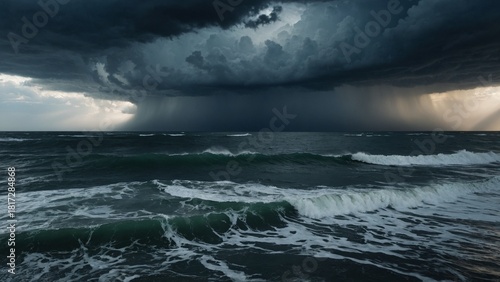 Storm clouds gathering over the ocean