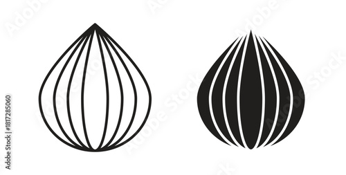 Onion icon with line and silhouette versions.