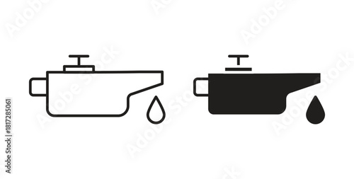 Oil can icon with line and silhouette versions.