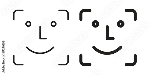 Face id icon in doodle and stroke style.