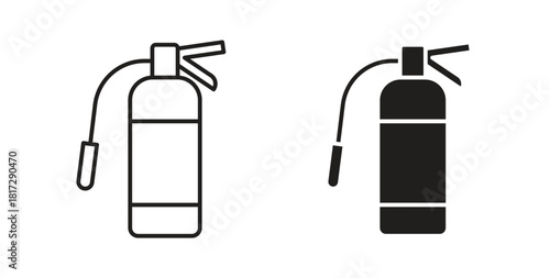 Fire extinguisher icon in doodle and stroke style.