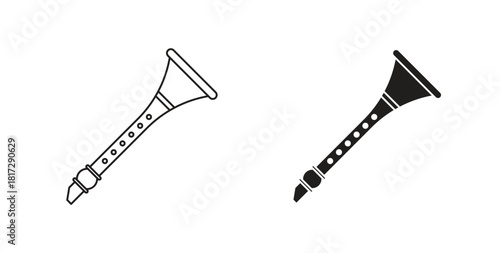 Flute icon in doodle and stroke style.