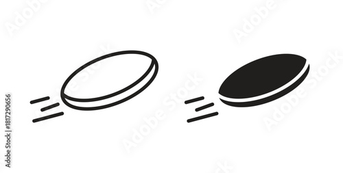 Flying disc icon in doodle and stroke style.