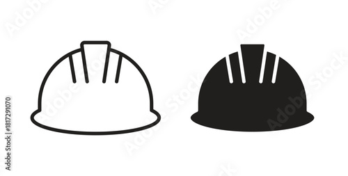 Hard hat icon in doodle and stroke style.