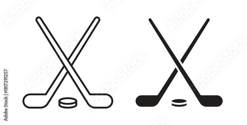 Hockey sticks icon in doodle and stroke style.
