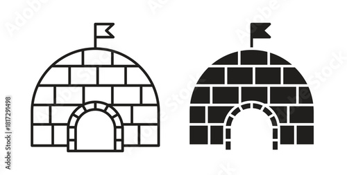 Igloo icon in doodle and stroke style.