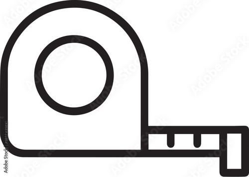 minimal measuring tape line vector icon on white background