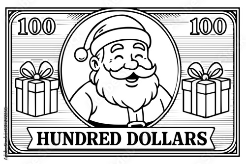 Santa Claus on one hundred dollar bill