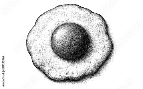 Vintage dotwork style fried egg