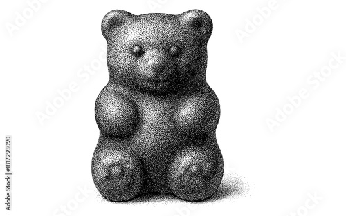 Detailed illustration of a vintage sketch gummy bear on white background