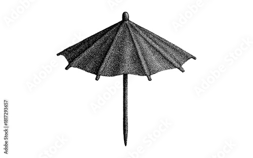Detailed black and white stipple parasol design