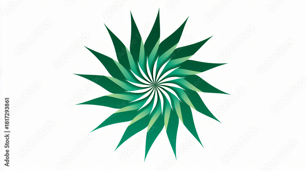 Fototapeta premium Abstract green spiral flower shape isolated on white background