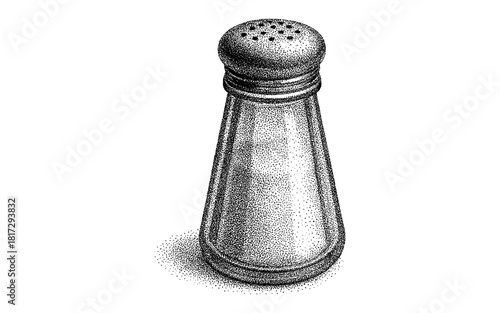Detailed retro salt shaker artwork in vintage dot style