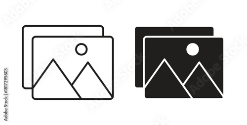Picture icons set. Simple line vector illustration