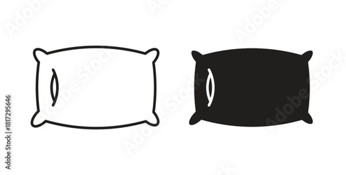 Pillow icons set. Simple line vector illustration