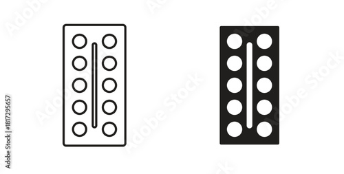 Pill blisters set. Simple line vector illustration icons set. Simple line vector illustration