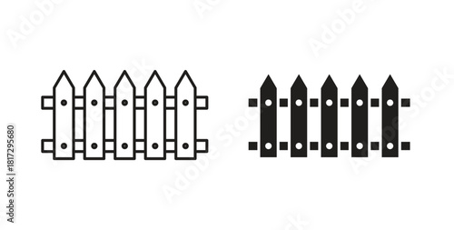 Plank fence icons set. Simple line vector illustration