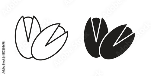 Pistachio icons set. Simple line vector illustration