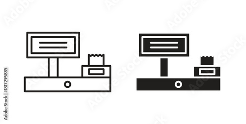 POS system icons set. Simple line vector illustration