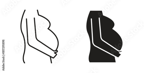 Pregnancy icons set. Simple line vector illustration