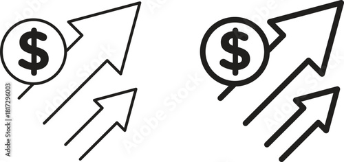 Profit growth icons set. Simple line vector illustration
