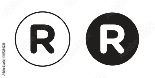 Registered trademark icons set. Simple line vector illustration