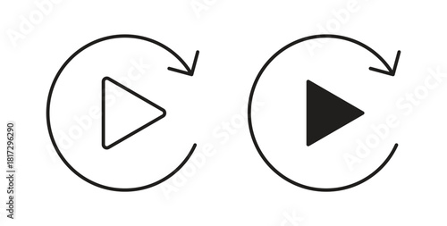 Replay icons set. Simple line vector illustration