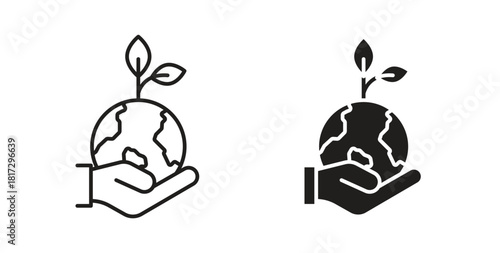 Save environment icons set. Simple line vector illustration