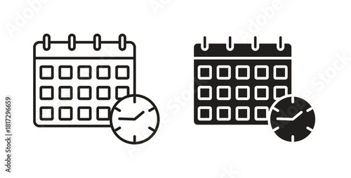 Schedule icons set. Simple line vector illustration