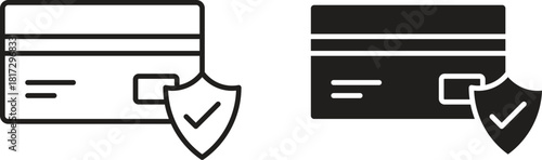 Secure payment icons set. Simple line vector illustration