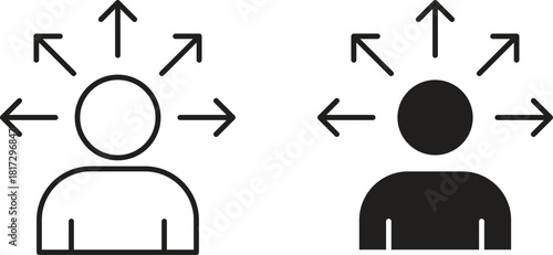 Self awareness icons set. Simple line vector illustration