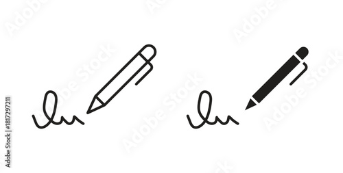 Signature icons set. Simple line vector illustration