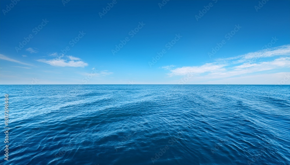 Fototapeta premium Vector Calm Sea Or Ocean Surface With Small Waves And Blue Sky Vector Illustration