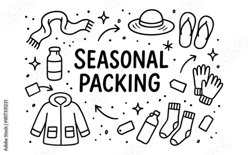 Seasonal packing essentials: stylish and simple line art for every occasion