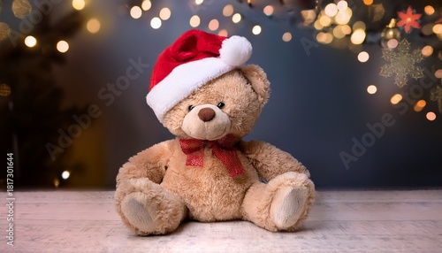 Teddy Bear With Christmas Hat